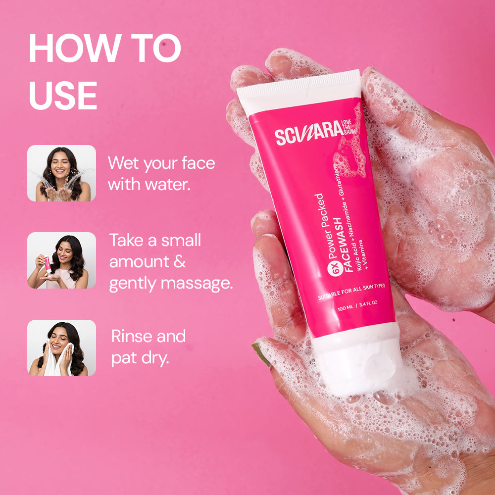 6-in-1 Brightening Facewash with Kojic Acid, Niacinamide, Glutathione-100ml