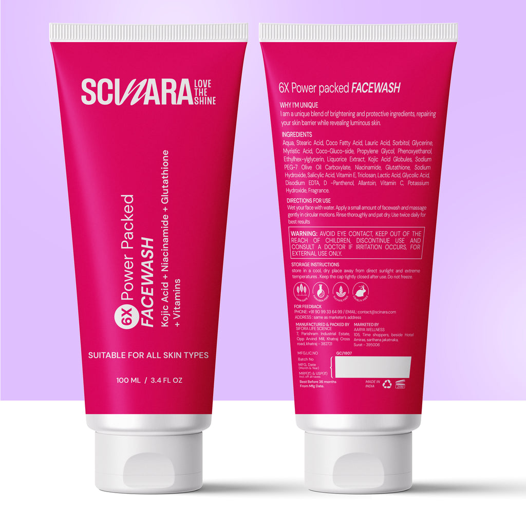 6-in-1 Brightening Facewash with Kojic Acid, Niacinamide, Glutathione-100ml
