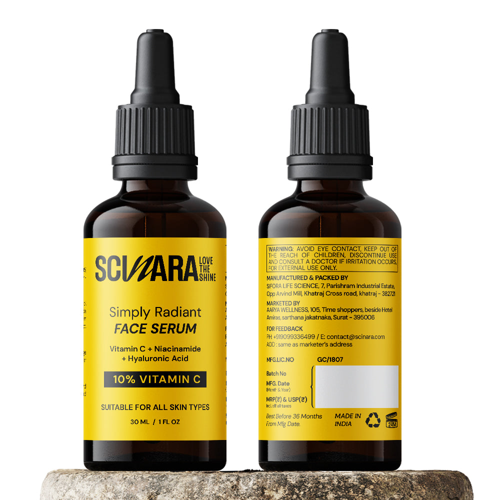 10% Vitamin C Face Serum infused with Niacinamide & Hyaluronic Acid | Reduces Dark spots & Hyperpigmentation | All Skin Types | 30ML– (Pack of 2).