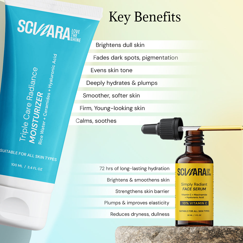 10% Vitamin C Serum with Niacinamide & Hyaluronic Acid + Ceramide Moisturizer Duo