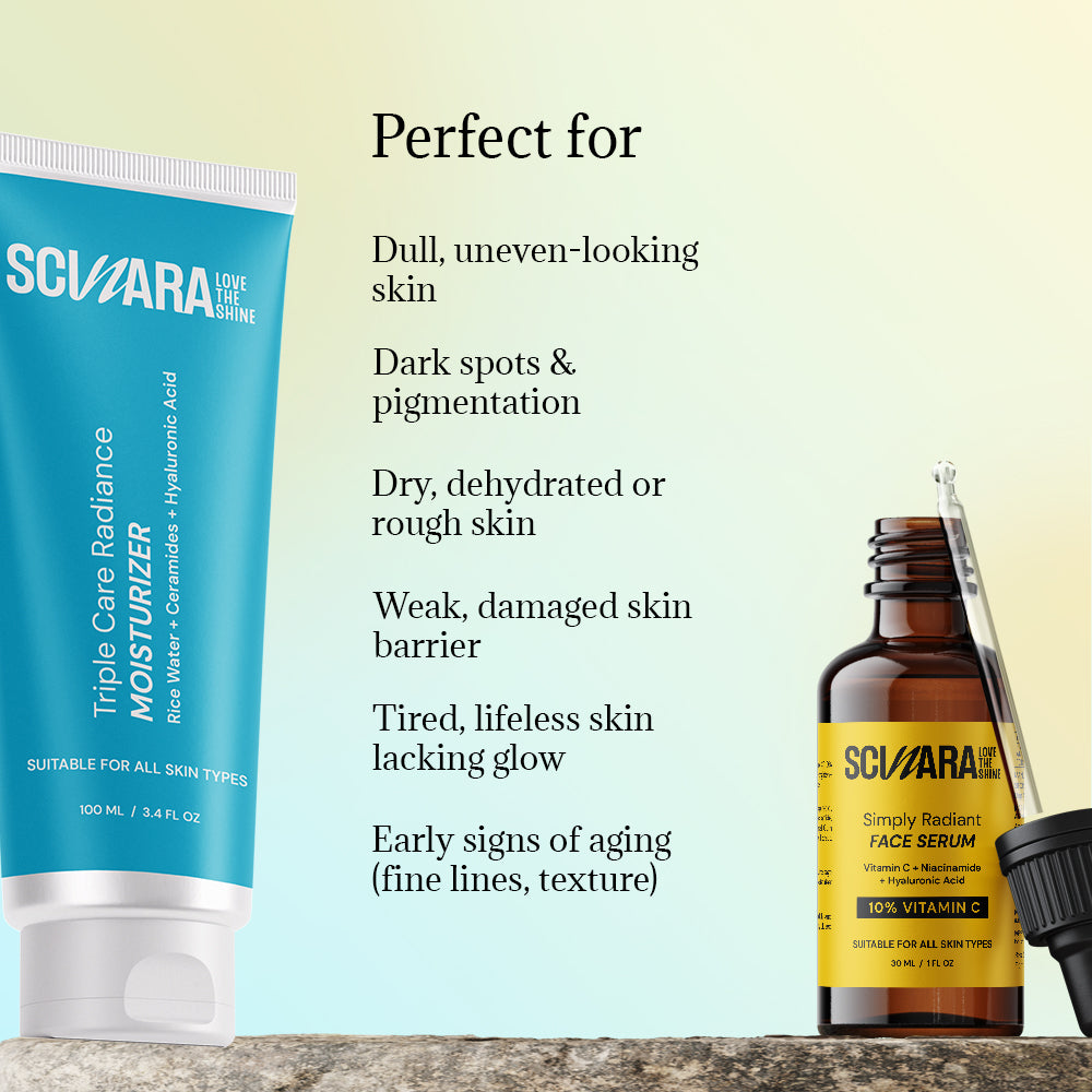 10% Vitamin C Serum with Niacinamide & Hyaluronic Acid + Ceramide Moisturizer Duo