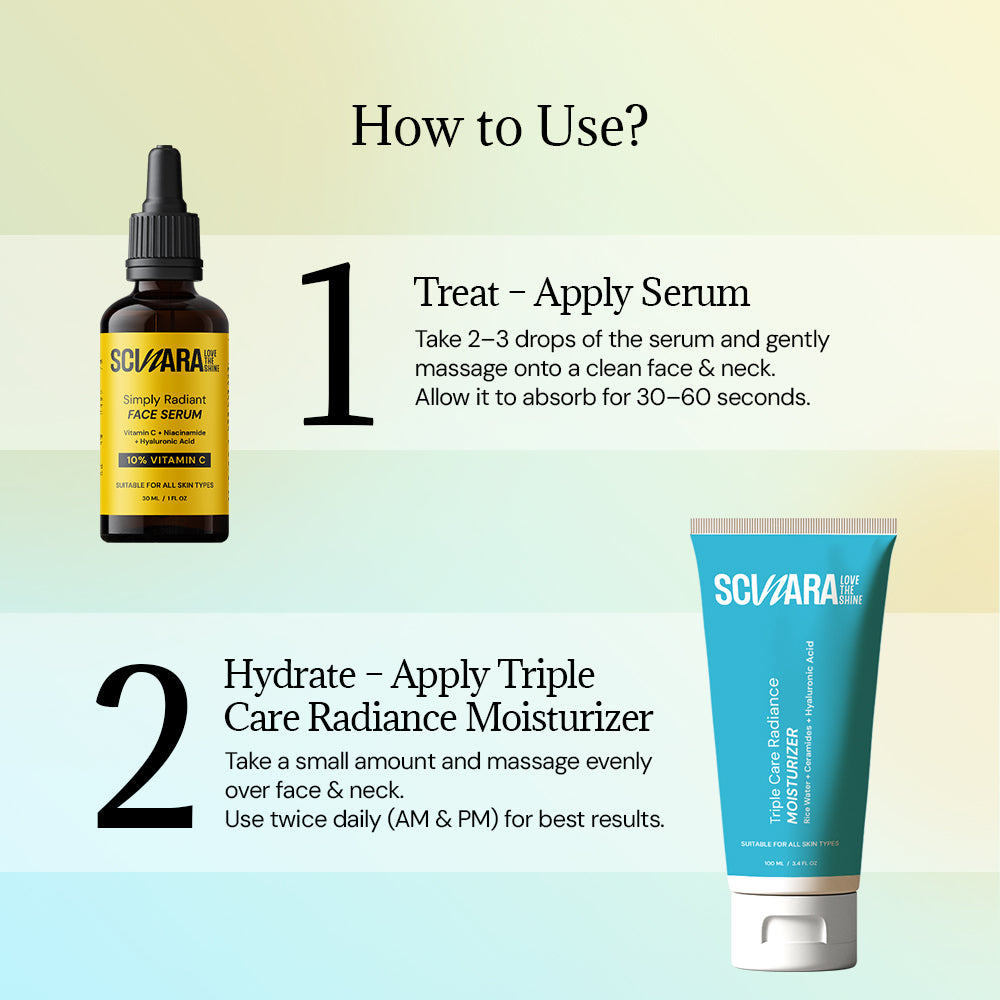 10% Vitamin C Serum with Niacinamide & Hyaluronic Acid + Ceramide Moisturizer Duo