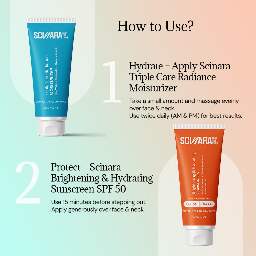 Ceramide Infused Moisturizer + L-Glutathione Sunscreen SPF 50 PA+++
